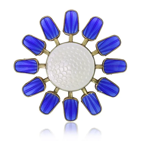 Vintage Sterling Silver Norway Blue Enamel Flower discount pendant brooch